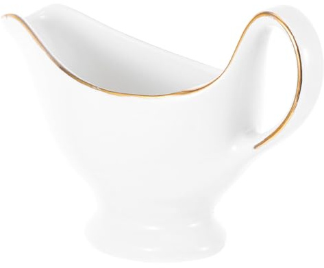 LIGIGWASH Saucière Maison En Céramique Bord Doré 150 Ml, Récipient Multifonction Pour Sauce, Vinaigre Et Épices, Usage La Cuisine Et Restaurant, Modèle Élégant Et Facile à Nettoyer