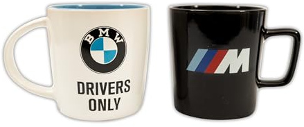 BMW 2x Tassen DRIVERS ONLY Motorrad Kaffee Becher Kaffeetasse Motorsport + Gratis M Perfomance Tasse