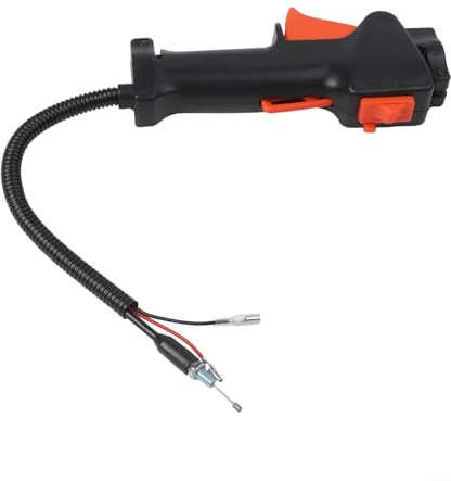 Gdfnmogo Interruptor de gatillo para mango de cable del acelerador para desbrozadora multiherramienta de 26 mm, pieza de repuesto con interruptor de encendido y apagado, cable naranja de 275 mm