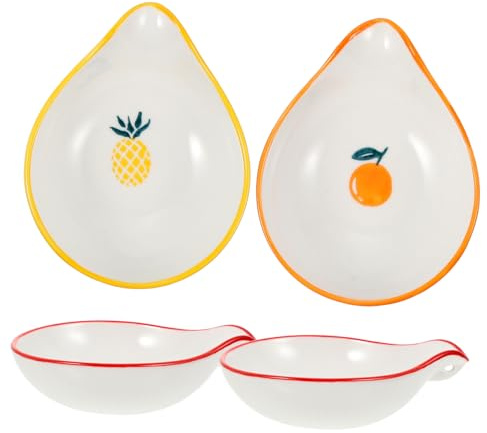 ELAYARD Repose-cuillère En Céramique Décoratif Motifs Fruits 4 Pièces Porte-cuillère Pratique Support De Rangement De Table Cuisine Et Bureau