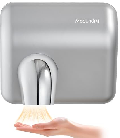 Modundry Händetrockner 5-7 Sekunden zum Trocknen, Elektrischer 2300 W Hochgeschwindigkeits-Händetrockner, Automatischer kommerzieller Händetrockner, Wandmontage für Badezimmer und Toilette, Silbergrau