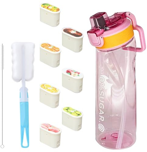 Onperpoe Bouteille d'eau de sport rose de 700 ml avec capsules