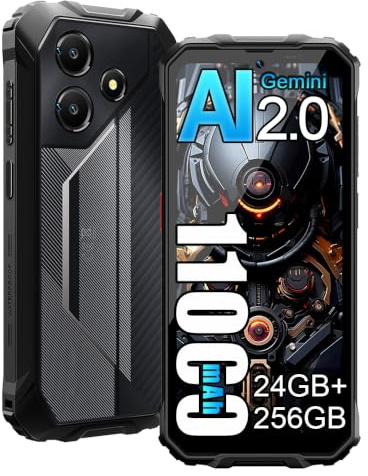 OSCALMARINE 2 Outdoor Handy ohne Vertrag Android 15, 24GB+256GB/2TB 11000mAh Outdoor Smartphone, 16MP AI Kamera, 6.56HD+ Bildschirm Baustellenhandy IP68/IP69K,NFC,OTG,GPS,FM,Gemini AI 2.0,Schwarz
