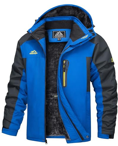 TACVASEN Warm Jacket Men Sports Fleece Jacket Full Zip Waterproof Outdoor Jacket Winter Soft Fleece Skating Skateboard Coat Camping Trekking Jacket , Blue, XL new