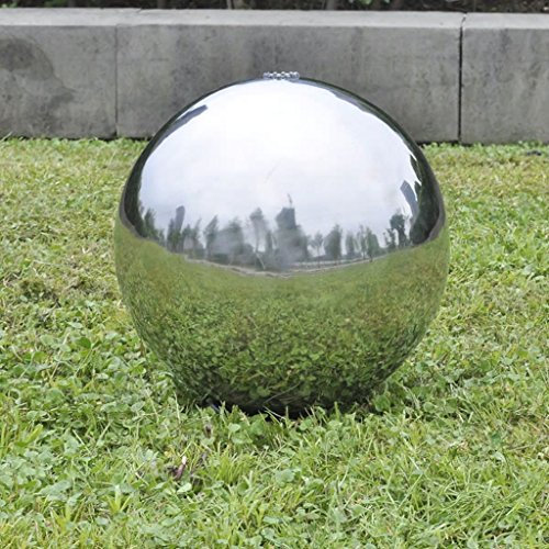 Festnight Fuente Cascada Esfera con Leds de Jardín Fuente de jardín Acero Inoxidable 30 cm