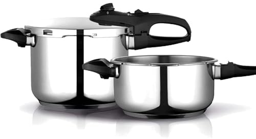 Fagor Duo - Autocuiseur Rapide 4 + 6L, Acier Inoxydable 18/10, Tous Types de Cuisines, INDUCTION, 2 Niveaux de Pression, 5 Systèmes de Sécurité