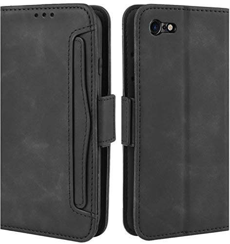 HualuBro iPod Touch 7/6/5 Hülle, Leder Flip Case Wallet mit Kartenfächern, Ständer und Magnetverschluss, Schwarz