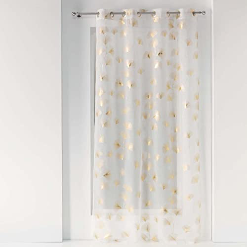 Douceur d'Intérieur, Ginkgold, Tenda con Occhielli (140 x 240 cm) in Voile sabbiato con Stampa Metallizzata