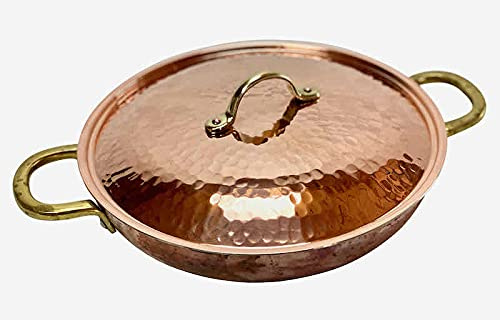 Copper Garden Kupferpfanne 20 cm mit Griffen + Deckel I Mit Zinn beschichtete Pfanne aus Kupfer zur idealen Wärmeleitung/-verteilung I Bratpfanne spülmaschinenfest & robust I 100% lebensmittelecht
