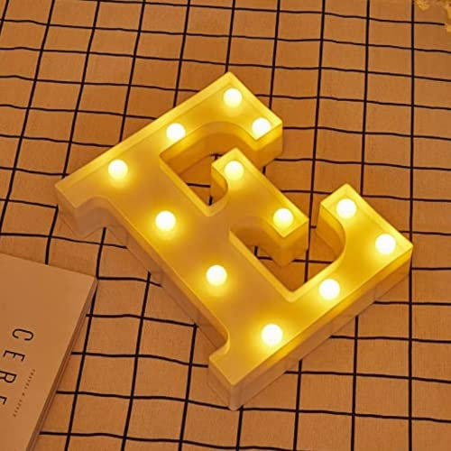 JANDEI - LED-bokstäver, Lysande Siffror och Hjärtfigur med Varmt Ljus för Dekoration och Atmosfär, Nattlampor vid Sängen, Födelsedagar, Bröllop, Skyltfönster. De Fungerar med AA-Batterier (E)