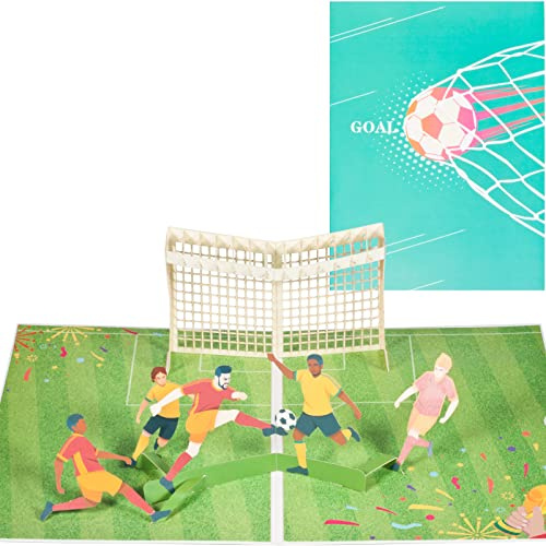 ANEWISH 3D Pop-up Fußball Geburtstagskarte, Einladungskarte mit Nachrichtenkarte und Umschlag