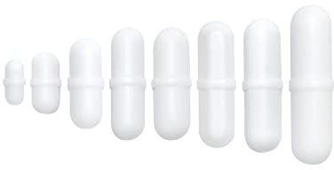 QWORK® Set of 8 PTFE Magnetic Stirrer, Type B Magnetic Stir Mixer Stir Bar Bars for Laboratory Magnetic Mixer (White)