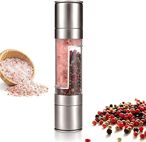 WUBAYI Molino de pimienta, molinillo de sal y pimienta 2 en 1, molinillo de pimienta gruesa y fina ajustable, recargable y adecuado para todo tipo de especias