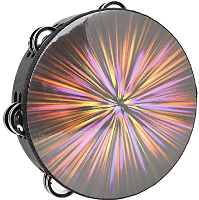 OriGlam 8 Inch Double Row Tambourine, Hand Held Percussion Drum Musical Percussion Tambourines for Adults (Pink)