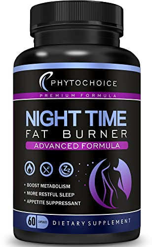 PHYTOCHOICE Night Time Weight Loss Pills for Women-Carb Blocker Appetite Suppressant with Melatonin-Fat Burner Diet Pills that Work Fast for Women-Nighttime Metabolism Booster-Made in USA-1 Pack