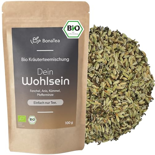 BIO Fenchel-Anis-Kümmel Tee 250g mit einem Hauch Pfefferminzblättern - Hochwertiger loser Kräutertee für Vor und Nach dem Essen