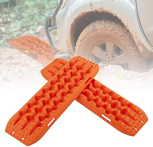 COSTWAY Tappetino di Trazione 2 Pezzi, Carico 10T, Piastre di Trazione per SUV Camper Auto Camion, Tavola di Recupero per Piste Offroad, per Sabbia, Neve, Fango (Arancione, 107 x 31 x 7 cm)