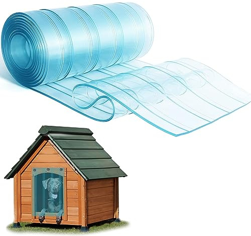 Dog Door Replacement Flaps, Doghouse or Kennel Door Flap, Pet Products and Supplies，Safe Plastic Vinyl Strip for DIY Doghouse or Cat Door (11.8 in x 4.9 ft)