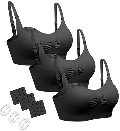 neppein Maternity Nursing Bra 3 Pack Seamless Pregnancy Breastfeeding Sleep Bra Bralette with Removable Spill Prevention Pads and Extenders