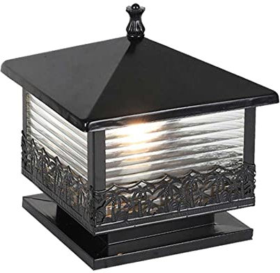LQZCXMF Luminaria De Poste Al Aire Libre, Luz De Tapa De Poste De Pantalla De Vidrio Impermeable IP54 Accesorio Al Aire Libre con Carcasa De Aluminio, Lámpara Cuadrada del Poste del Bolardo