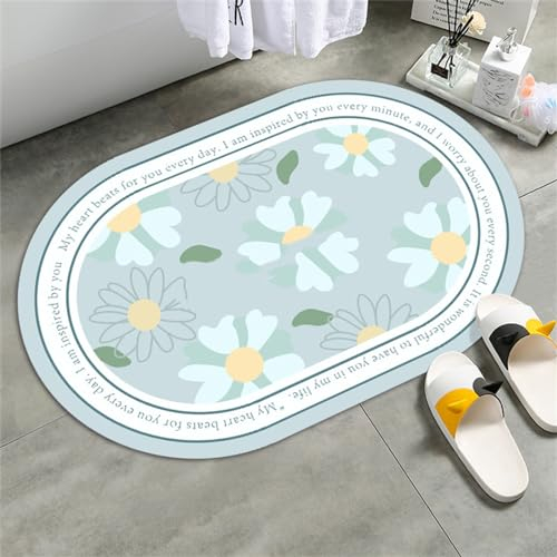 Badezimmerteppich, Badematte, Badematte Stein, Teppich Läufer, Stone Bath Mat, Badteppich Rutschfest Waschbar, Absorbierende Badematte, Duschmatte, Badvorleger, Duschvorleger, Carpet Flower-120x180cm