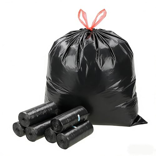 Afromy 60 L Transparente Müllbeutel, Müllsäcke für Badezimmer, 2 Rollen, 70 Stück