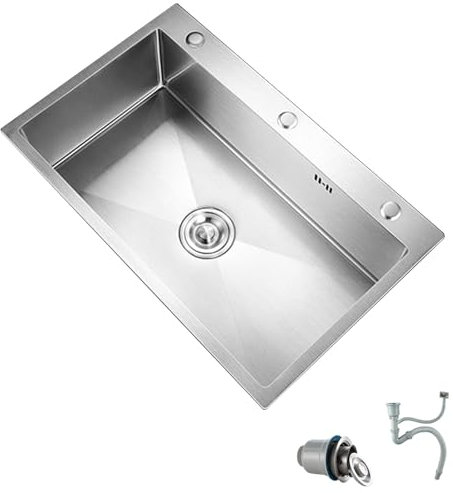 Lavabo cucina in Acciaio Inox Spazzolato,Lavello da incasso in acciaio inox 304-Lavello A Vasca Singola-lavello cucina 1 vasca-lavello da esterno,Il lavello singolo Silver è adatto per hotel ( Color :