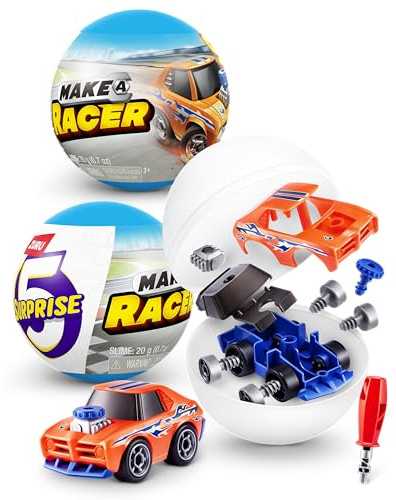 5 Surprise ZURU Make-A-Racer, Rennwagen, fantasievolles Spielzeug für Kinder, Geschenk für Jungen und Mädchen ab 3 Jahren (2 Kapseln)