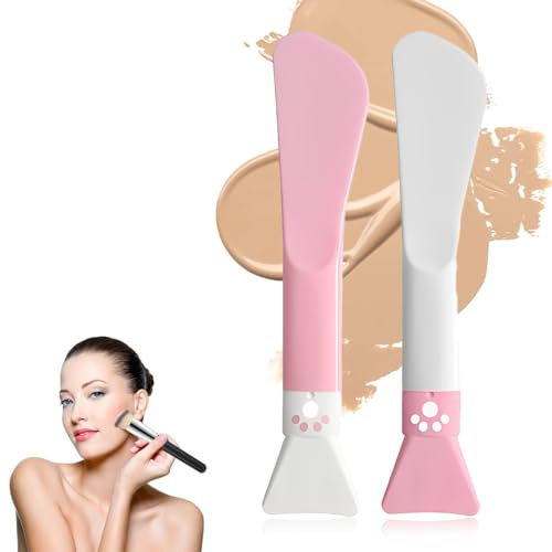 2PCS Spazzola Pulizia Viso in Silicone, Maschera Viso Spazzola viso, Pennello Maschera, Maschera Strumenti di Bellezza Pennello in Silicone per Gli Occhi, Crema, Fango, Maschera Ibrida DIY