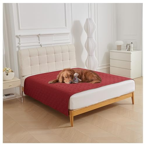 OREZAUQS Hundebett Katzenbett Hundedecke Waschbare Hundematte wasserdichte wendbare Schutzdecke oder Liner für Bett oder Couch für Hunde und Katzen (Rot,75 * 180cm)