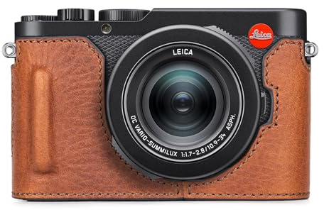 MUZIRI KINOKOO Schutzhülle für Leica D-Lux 8, obere Schicht aus echtem Leder schützende Halbtasche für Leica D Lux 8 Premium mit Bodenloch für sofortigen Zugriff auf Akku und Speicherkarte - Braun