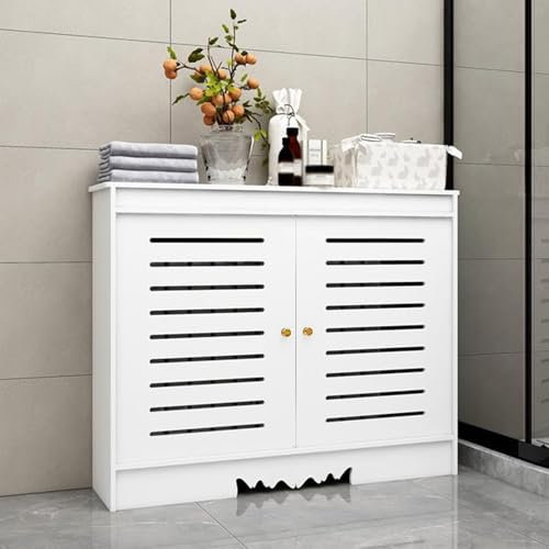 Cubierta Del Radiador, Blanco Lacado Revestimiento Protector, Cubre Radiadores Estante Para Radiador Calentador, Diseño Moderno Estante Para Radiador Vertical(90*80*20cm/35.4*31.5*7.9in)