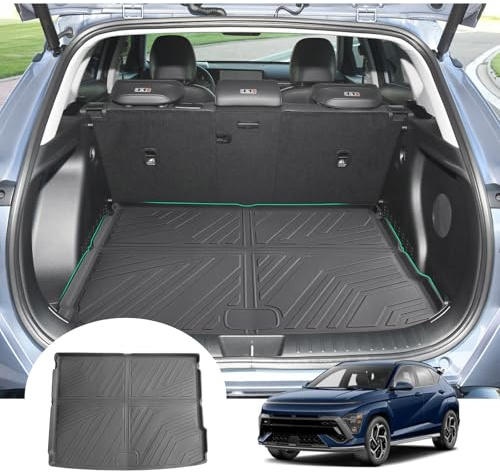 GAFAT Compatible avec Hyundai Kona SX2 Hybrid/EV Electric 2024 2025 2026 Tapis de Coffre, Facile à Plier, Kona 2 Tapis en TPE Protecter Toutes Saisons, Bord Haut, Origine 3D, Kona SX2 Accessoires