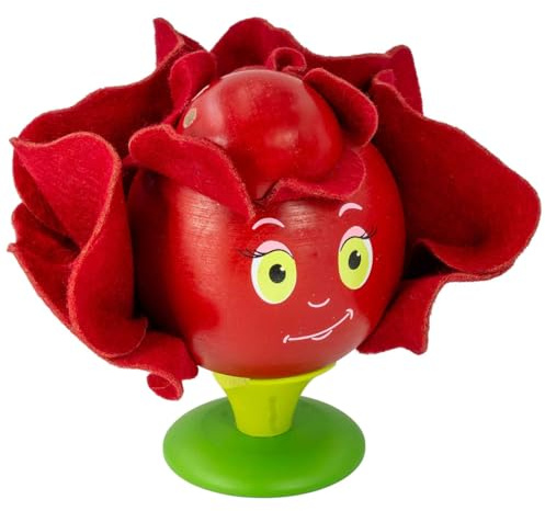 Seiffener Volkskunst | Räucherfigur Räuchermännchen Räucherblume Duftblume | Holzkunst aus dem Erzgebirge | Höhe 9 cm | rote Rose - Rosalie