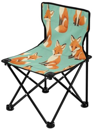 VNGBFGDFVN Orange Fox Klappbarer Campingstuhl für Erwachsene und Kinder. Leichter Klappstuhl, geeignet für den Außenbereich. Stühle für Strand, Rasen, Camp, Angelausflug und Garten