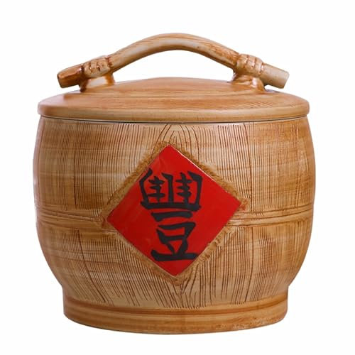 Large Ceramic Jar For Rice Dispenser Ceramic Rice Container Ceramic Rice Bucket With Lid Ceramic Rice Jar Classic Food Storage Porcelain Bucket Home Rice Storage Box ceramic rice dispenser(D,33lb/15kg