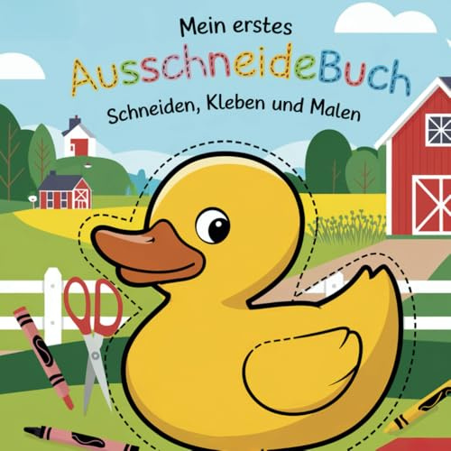 Mein erstes Ausschneidebuch ab 3 Jahren: Schneiden, Kleben und Malen: Süße Tiere zum Ausschneiden und Basteln für kleine Künstlerinnen und Künstler