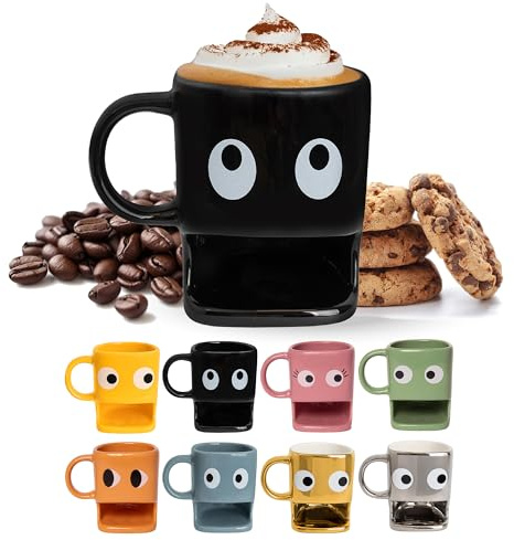 Fisura – original mugg att ge bort i ögonen. Svart kopp med kexfack. Keramikmugg med plats för kakor. Kapacitet 240 ml, snygg design.