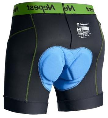 Nepest 4D Padded Bike Shorts for Men Cycling Underwear | Breathable, Quick Dry, Moisture-Wicking, Soft, stretchy, Lightweight, Leg-Holding Straps, High Compression, MTB