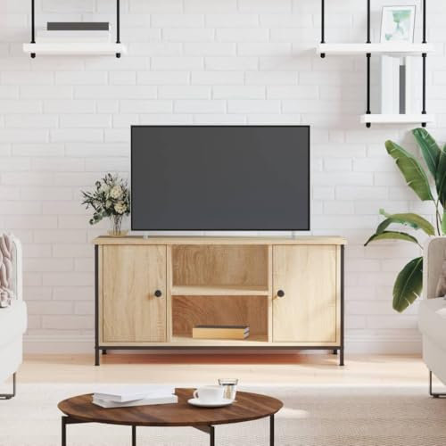 qohoio Mobile Porta TV Rovere Sonoma 100x40x50 cm in Legno Multistrato-832764