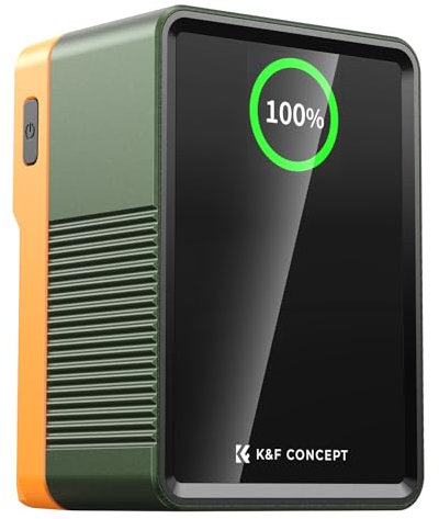 K&F CONCEPT Mini V Mount Battery 99Wh/ 6700mAh, PD 100W V-Mount Battery with DC/D-Tap/Dual USB-C/USB-A/TFT Display for Camera Camcorder Video Light Monitor