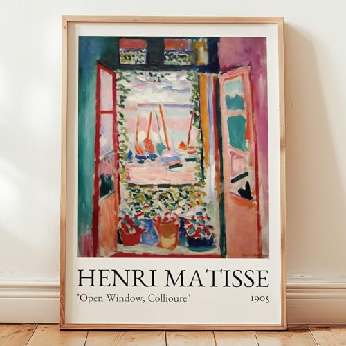 labelandleaf Matisse Wall Art Picture Open Window A3 - Living Room Hallway Stairs Bedroom - Home Aesthetic Decor - Large Unframed Poster Print Painting 450GSM (29.7cm x 42cm)