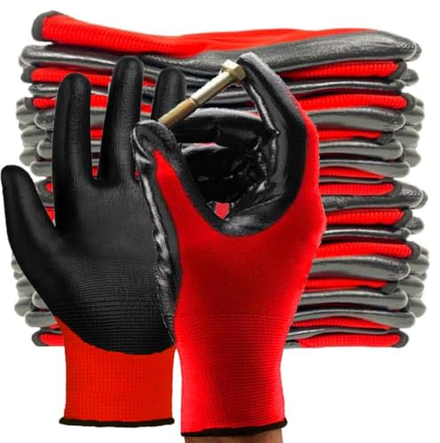 PROGANDA 6 Pairs Gardening Gloves, Nitrile Coated Work Gloves, Garden/Logistics/Assembly/Utilities & Public Works