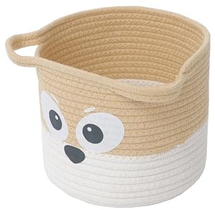 GYASVWU Aufbewahrungskorb Geflochten Rund, Dekokorb mit Henkel Klein, Regalkorb Geflochten, Strickkorb Weiß, Korb Organizer, Körbe für Regal/Hundespielzeug Aufbewahrung/Kinder/Geschenk (Weiß + Beige)