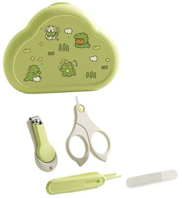 L'ensemble d'outils de soin des ongles pour bébé comprend des ciseaux ronds, des ciseaux doux, une lime à ongles et une boîte de rangement, une tondeuse ergonomique pour bébé pour les parents