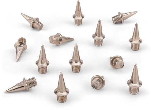 HAEST Clavos de Acero – Forma piramidal – 12 mm de Longitud – 14 Unidades – Plateado – para Campo a través y Pista de Ceniza – Peso 2,1 g – Agarre máximo