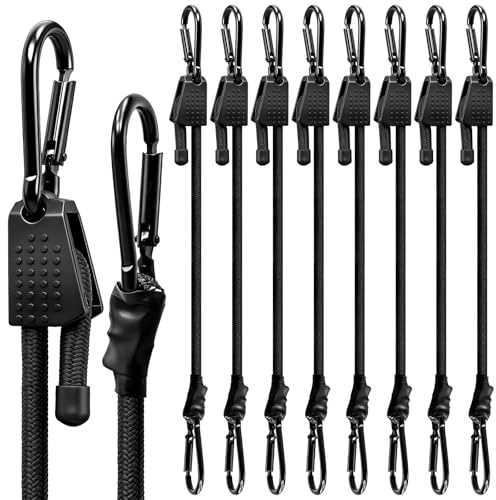 Lot de 8 élastiques réglables avec mousqueton, 30/60/100 cm, extenseur avec mousqueton, en latex extra fort, pour auvent, voiture, activités de plein air (100 cm)