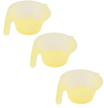 Anneome 3 pièces Bol de Teinture Cheveux avec Anse Accessoires Teinture Cheveux Pratiques pour Salon et Usage Maison Jaune Gobelet Robuste pour Coloration DIY