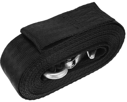Ipetboom Sangle de Treuil Remorque 6 M Noire en Polyester avec Crochet Acier Anti-Corrosion Résistance Marine Compatible Treuil Manuel et Électrique Accessoire Remorquage Bateau Robuste