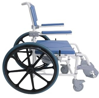 The Ramp People Shower Commode Chair with Wheels (Self-Propelled) Removeable Bucket Shower Aids, Toilet Chair